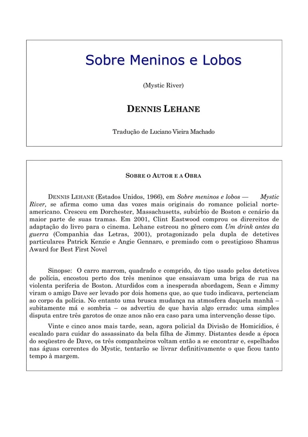 Sobre Meninos e Lobos