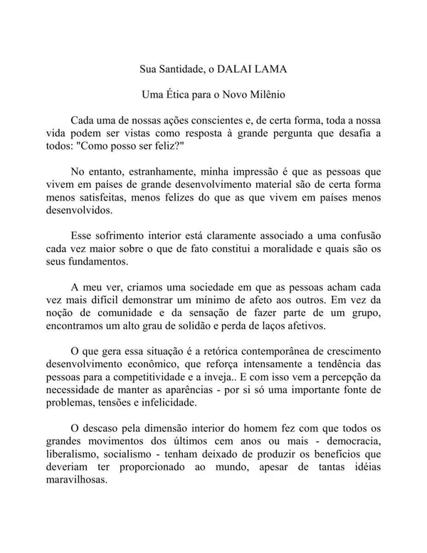 Uma Ética Para O Novo Milênio
